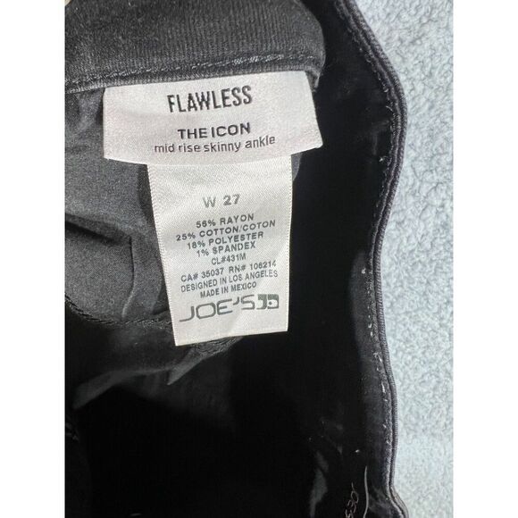 Joe's Flawless The Icon Skinny Ankle Jeans Women's W27 Black Frayed Hem Mid Rise - Picture 13 of 13